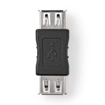 Nedis USB-A Adapter | USB 2.0 | USB-A Female | USB-A Female | 480 Mbps | Rond | Vernikkeld | PVC | Zwart | Doos
