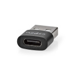 Nedis USB-A Adapter | USB 2.0 | USB-A Male | USB-C™ Female | 480 Mbps | Rond | Vernikkeld | Zwart | Doos Nedis USB-A Adapter | USB 2.0 | USB-A Male | USB-C™ Female | 480 Mbps | Rond | Vernikkeld | Zwart | Doos