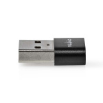 Nedis USB-A Adapter | USB 2.0 | USB-A Male | USB-C™ Female | 480 Mbps | Rond | Vernikkeld | Zwart | Doos Nedis USB-A Adapter | USB 2.0 | USB-A Male | USB-C™ Female | 480 Mbps | Rond | Vernikkeld | Zwart | Doos