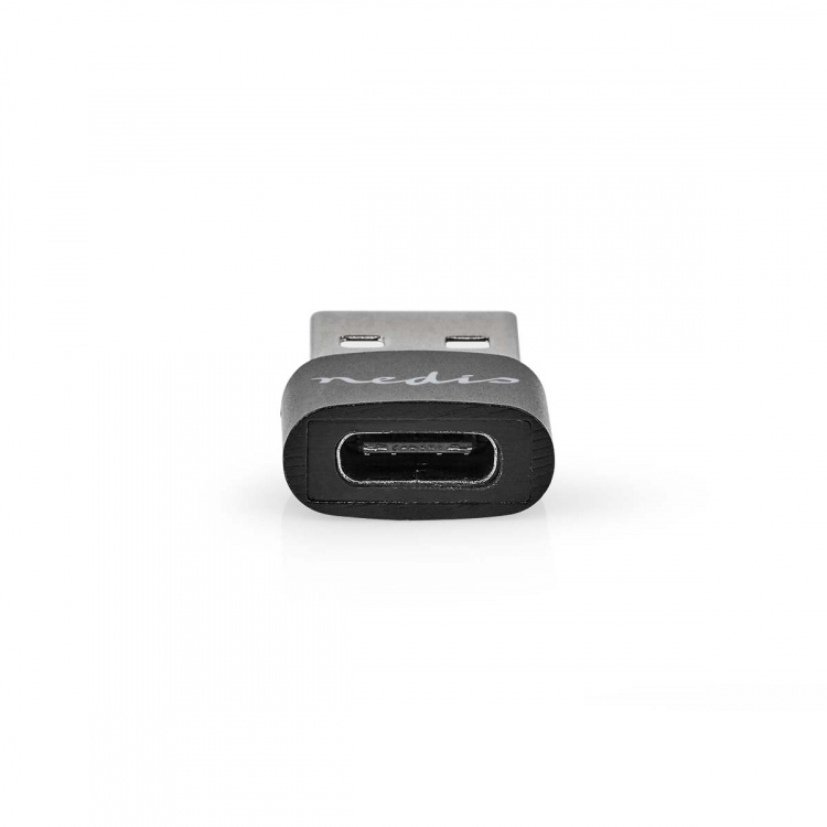Nedis USB-A Adapter | USB 2.0 | USB-A Male | USB-C™ Female | 480 Mbps | Rond | Vernikkeld | Zwart | Doos Nedis USB-A Adapter | USB 2.0 | USB-A Male | USB-C™ Female | 480 Mbps | Rond | Vernikkeld | Zwart | Doos