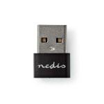 Nedis USB-A Adapter | USB 2.0 | USB-A Male | USB-C™ Female | 480 Mbps | Rond | Vernikkeld | Zwart | Doos Nedis USB-A Adapter | USB 2.0 | USB-A Male | USB-C™ Female | 480 Mbps | Rond | Vernikkeld | Zwart | Doos