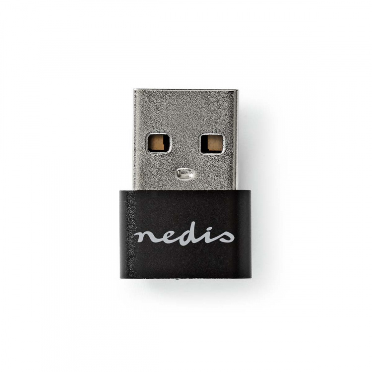 Nedis USB-A Adapter | USB 2.0 | USB-A Male | USB-C™ Female | 480 Mbps | Rond | Vernikkeld | Zwart | Doos Nedis USB-A Adapter | USB 2.0 | USB-A Male | USB-C™ Female | 480 Mbps | Rond | Vernikkeld | Zwart | Doos