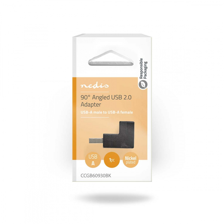 Nedis USB-A Adapter | USB 2.0 | USB-A Male | USB-A Female | 480 Mbps | Rond | Vernikkeld | PVC | Zwart | Doos Nedis USB-A Adapter | USB 2.0 | USB-A Male | USB-A Female | 480 Mbps | Rond | Vernikkeld | PVC | Zwart | Doos