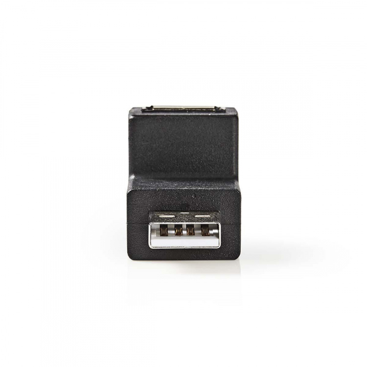 Nedis USB-A Adapter | USB 2.0 | USB-A Male | USB-A Female | 480 Mbps | Rond | Vernikkeld | PVC | Zwart | Doos