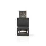 Nedis USB-A Adapter | USB 2.0 | USB-A Male | USB-A Female | 480 Mbps | Rond | Vernikkeld | PVC | Zwart | Doos