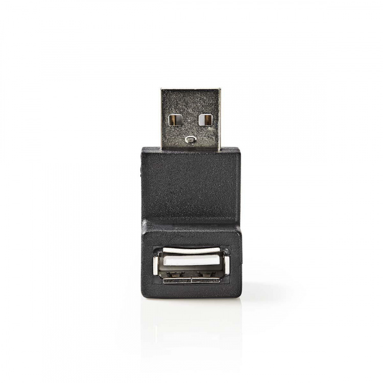 Nedis USB-A Adapter | USB 2.0 | USB-A Male | USB-A Female | 480 Mbps | Rond | Vernikkeld | PVC | Zwart | Doos
