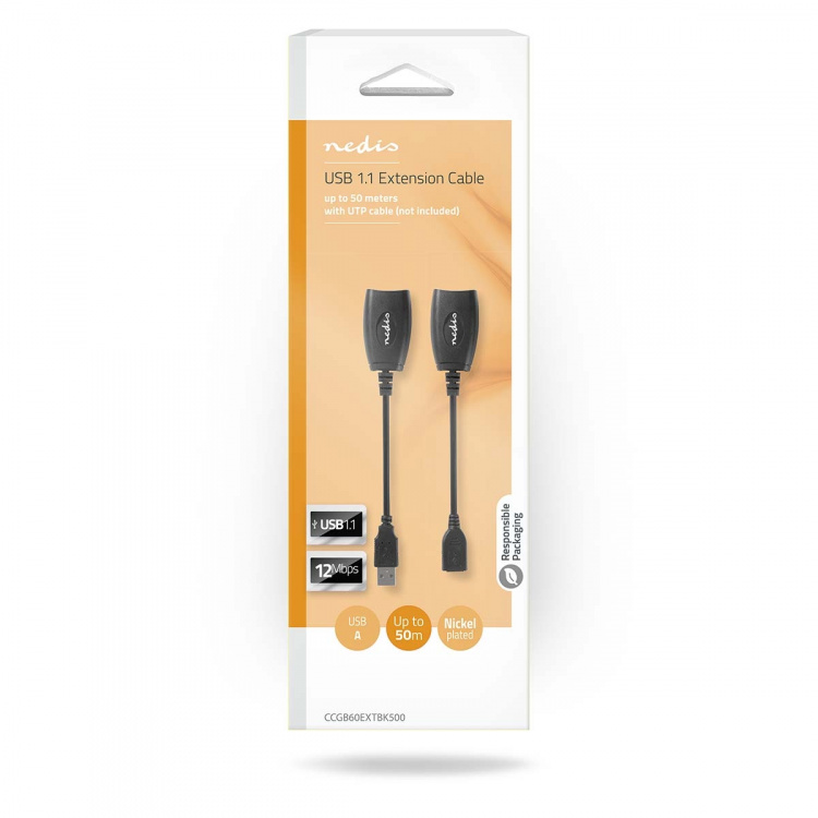 Nedis Actieve USB-Kabel | USB 1.1 | USB-A Male | RJ45 Female | 12 Mbps | 0.20 m | Rond | Vernikkeld | PVC | Koper | Doos Nedis Actieve USB-Kabel | USB 1.1 | USB-A Male | RJ45 Female | 12 Mbps | 0.20 m | Rond | Vernikkeld | PVC | Koper | Doos