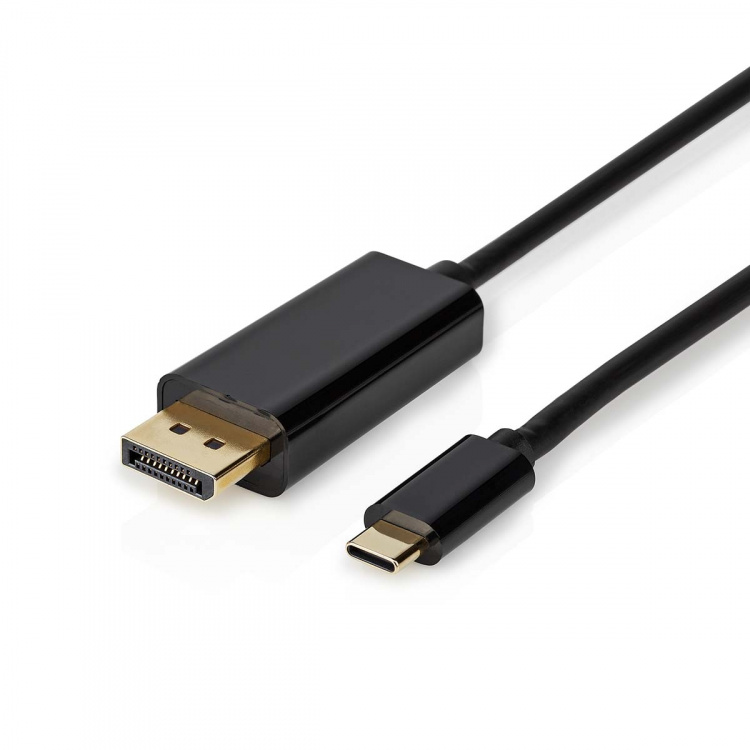 Nedis USB-C™ Adapter | USB 3.2 Gen 1 | USB-C™ Male | DisplayPort Male | 4K@60Hz | 2.00 m | Rond | Verguld | PVC | Zwart | Doos