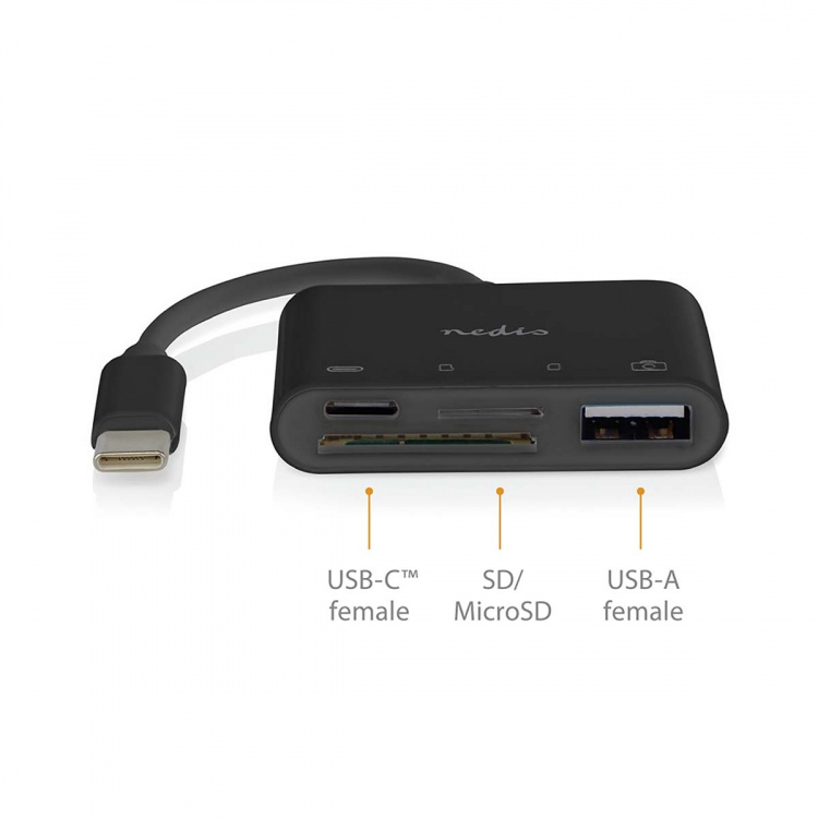 Nedis USB-Hub | 1x USB-C™ | 1x USB A / 1x USB-C™ | 4-Poorts poort(en) | USB 2.0 | USB Gevoed | SD & MicroSD