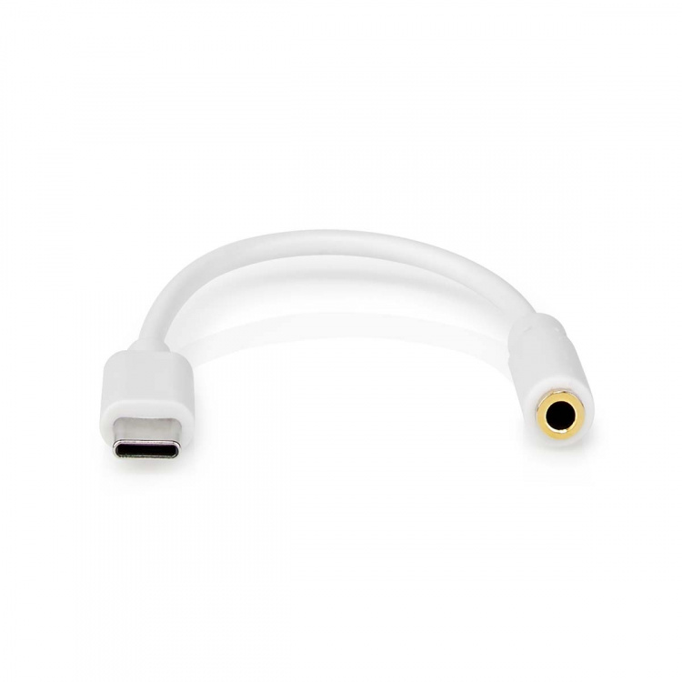 Nedis USB-C™ Adapter | USB 2.0 | USB-C™ Male | 3,5 mm Female | 0.10 m | Rond | Vernikkeld | PVC | Wit | Doos