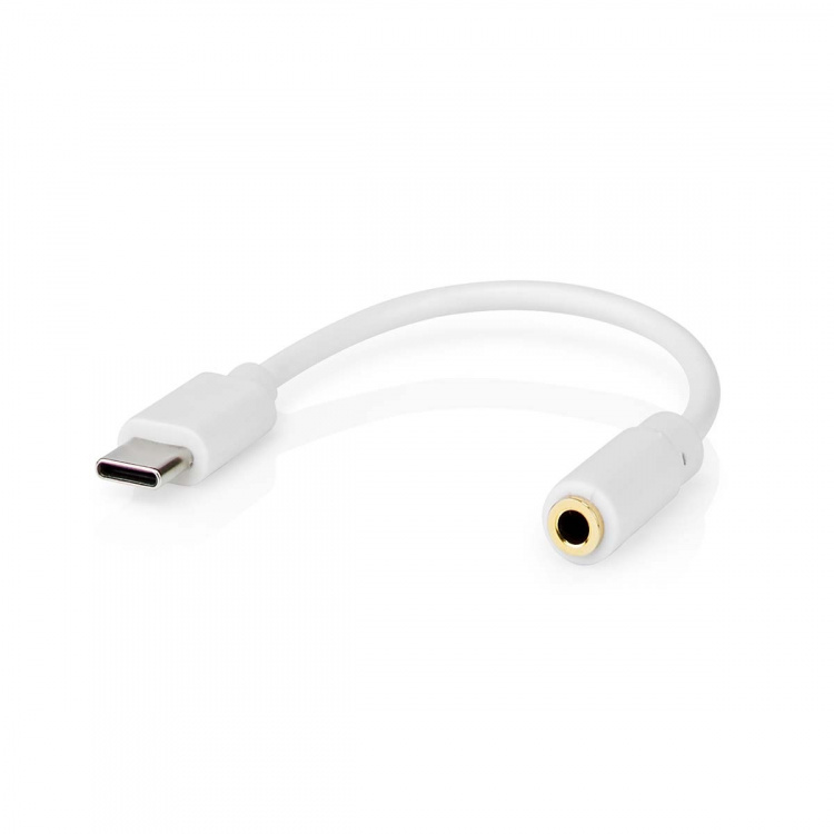 Nedis USB-C™ Adapter | USB 2.0 | USB-C™ Male | 3,5 mm Female | 0.10 m | Rond | Vernikkeld | PVC | Wit | Doos
