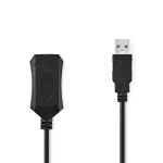 Nedis Actieve USB-Kabel | USB 2.0 | USB-A Male | USB-A Female | 480 Mbps | 10.0 m | Rond | Vernikkeld | PVC | Koper | Label