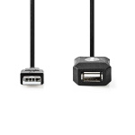 Nedis Actieve USB-Kabel | USB 2.0 | USB-A Male | USB-A Female | 480 Mbps | 10.0 m | Rond | Vernikkeld | PVC | Koper | Label