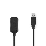 Nedis Actieve USB-Kabel | USB 2.0 | USB-A Male | USB-A Female | 480 Mbps | 20.0 m | Rond | Vernikkeld | PVC | Koper | Label Nedis Actieve USB-Kabel | USB 2.0 | USB-A Male | USB-A Female | 480 Mbps | 20.0 m | Rond | Vernikkeld | PVC | Koper | Label