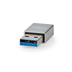 Nedis USB-A Adapter | USB 3.2 Gen 1 | USB-A Male | USB-C™ Female | 5 Gbps | Rond | Vernikkeld | Zilver | Cover Window Box Nedis USB-A Adapter | USB 3.2 Gen 1 | USB-A Male | USB-C™ Female | 5 Gbps | Rond | Vernikkeld | Zilver | Cover Window Box