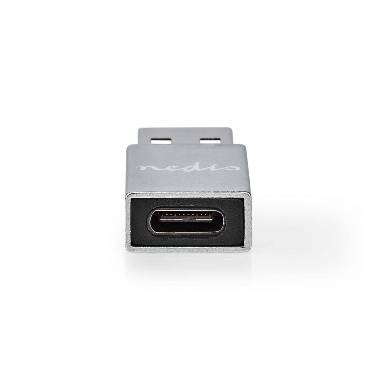 Nedis USB-A Adapter | USB 3.2 Gen 1 | USB-A Male | USB-C™ Female | 5 Gbps | Rond | Vernikkeld | Zilver | Cover Window Box Nedis USB-A Adapter | USB 3.2 Gen 1 | USB-A Male | USB-C™ Female | 5 Gbps | Rond | Vernikkeld | Zilver | Cover Window Box