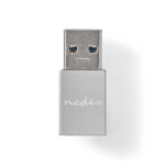 Nedis USB-A Adapter | USB 3.2 Gen 1 | USB-A Male | USB-C™ Female | 5 Gbps | Rond | Vernikkeld | Zilver | Cover Window Box Nedis USB-A Adapter | USB 3.2 Gen 1 | USB-A Male | USB-C™ Female | 5 Gbps | Rond | Vernikkeld | Zilver | Cover Window Box
