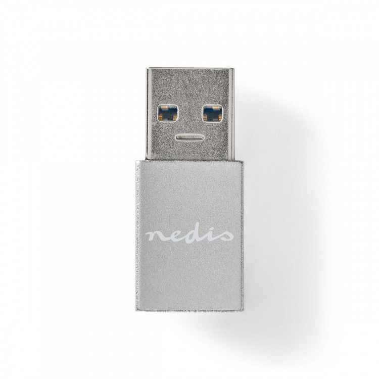 Nedis USB-A Adapter | USB 3.2 Gen 1 | USB-A Male | USB-C™ Female | 5 Gbps | Rond | Vernikkeld | Zilver | Cover Window Box Nedis USB-A Adapter | USB 3.2 Gen 1 | USB-A Male | USB-C™ Female | 5 Gbps | Rond | Vernikkeld | Zilver | Cover Window Box
