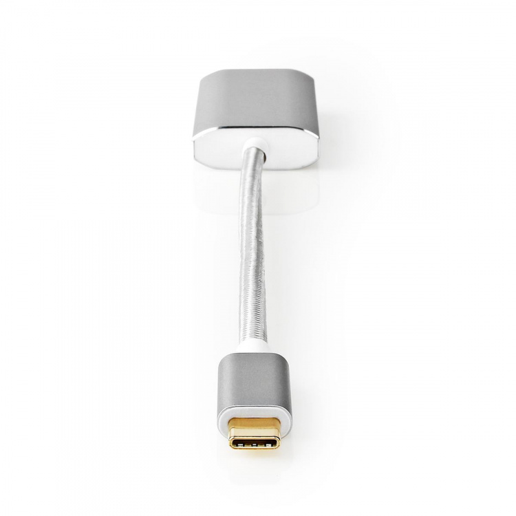 Nedis USB-C™ Adapter | USB 3.2 Gen 1 | USB-C™ Male | DisplayPort Female / USB-C™ Female | 4K@60Hz | Power delivery | 0.20 m | Rond | Verguld | Gevlochten / Nylon | Zilver | Cover Window Box