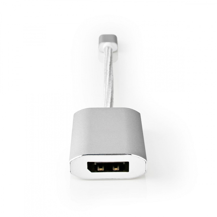Nedis USB-C™ Adapter | USB 3.2 Gen 1 | USB-C™ Male | DisplayPort Female / USB-C™ Female | 4K@60Hz | Power delivery | 0.20 m | Rond | Verguld | Gevlochten / Nylon | Zilver | Cover Window Box