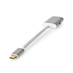 Nedis USB-C™ Adapter | USB 3.2 Gen 1 | USB-C™ Male | DisplayPort Female / USB-C™ Female | 4K@60Hz | Power delivery | 0.20 m | Rond | Verguld | Gevlochten / Nylon | Zilver | Cover Window Box