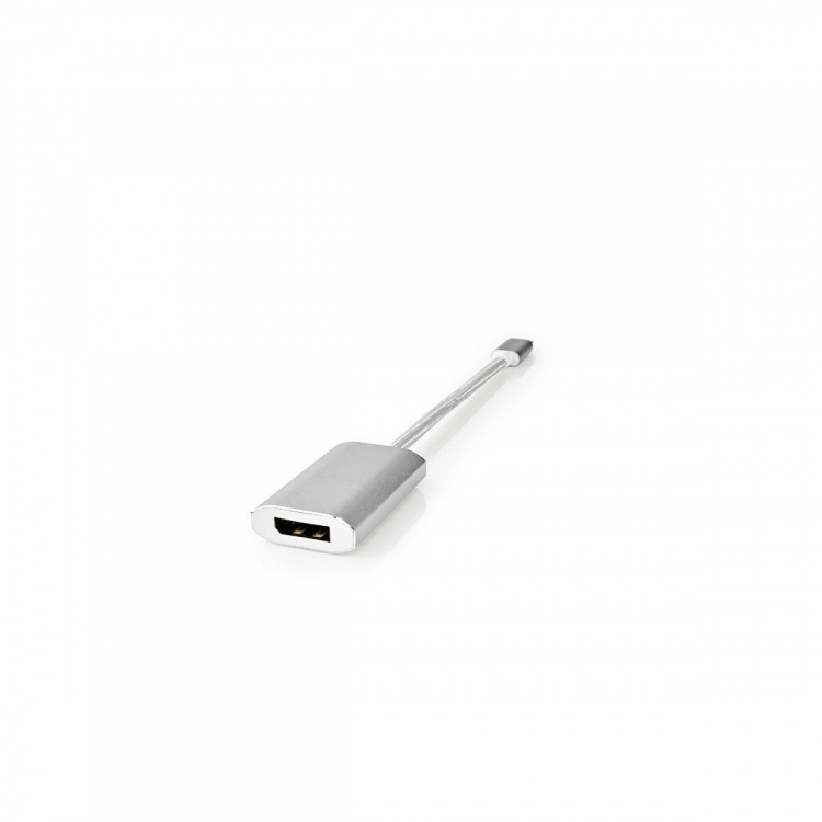 Nedis USB-C™ Adapter | USB 3.2 Gen 1 | USB-C™ Male | DisplayPort Female / USB-C™ Female | 4K@60Hz | Power delivery | 0.20 m | Rond | Verguld | Gevlochten / Nylon | Zilver | Cover Window Box