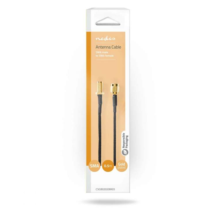 Nedis Antennekabel | SMA Female | SMA Male | Verguld | 50 Ohm | Enkelvoudig Afgeschermd | 0.50 m | Rond | Gevlochten | Zwart | Doos Nedis Antennekabel | SMA Female | SMA Male | Verguld | 50 Ohm | Enkelvoudig Afgeschermd | 0.50 m | Rond | Gevlochten | Zwart | Doos