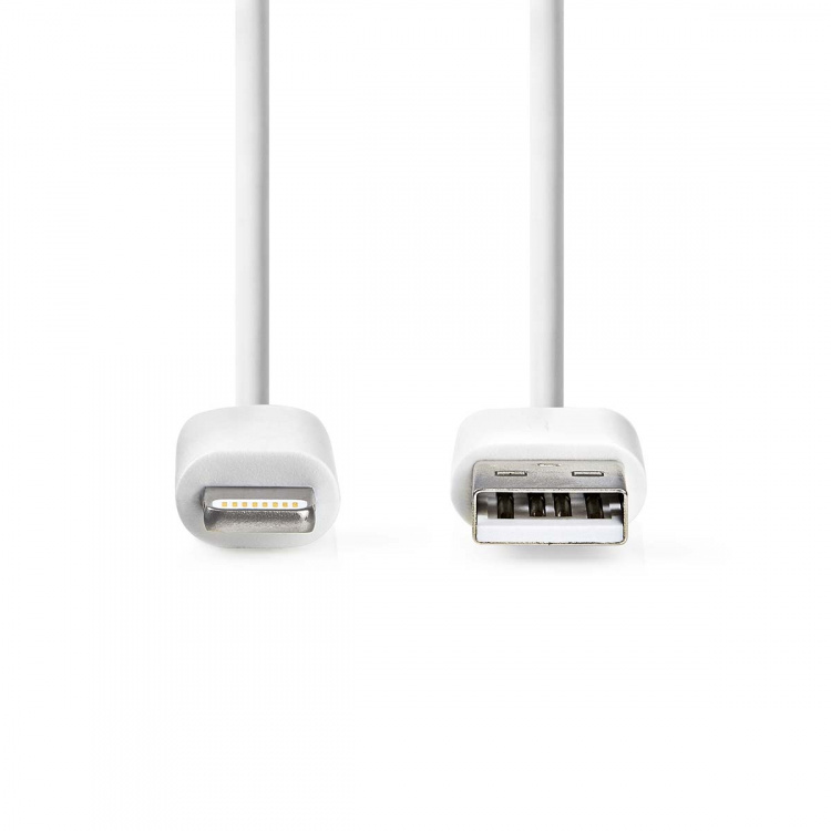 Nedis Lightning Kabel | USB 2.0 | Apple Lightning 8-Pins | USB-A Male | 480 Mbps | Vernikkeld | 3.00 m | Rond | PVC | Wit | Label