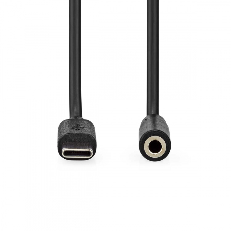 Nedis USB-C™ Adapter | USB 2.0 | USB-C™ Male | 3,5 mm Female | 1.00 m | Rond | Vernikkeld | PVC | Zwart | Label