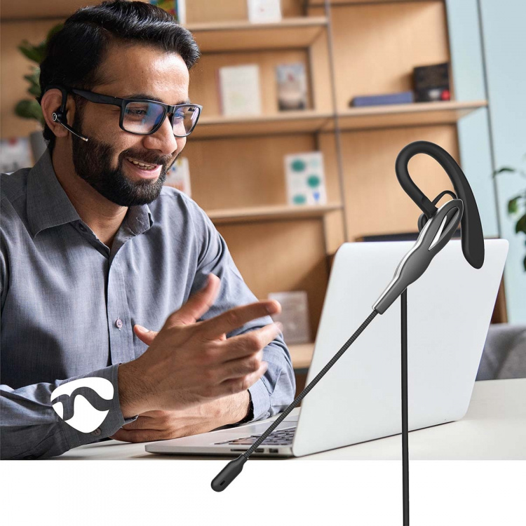 Nedis PC-Headset | In-Ear | Mono | USB Type-A / USB Type-C™ | Inklapbare Microfoon | Grijs / Zwart