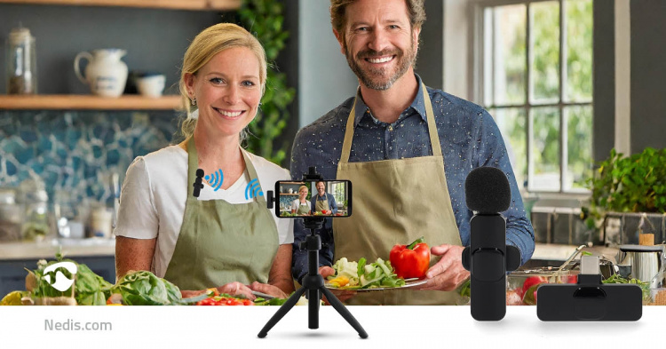 Nedis Microfoon | Gebruikt voor: Notebook / Smartphone / Tablet | Draadloos / USB Type-C™ | USB-C™ Female | Aan/uit knop