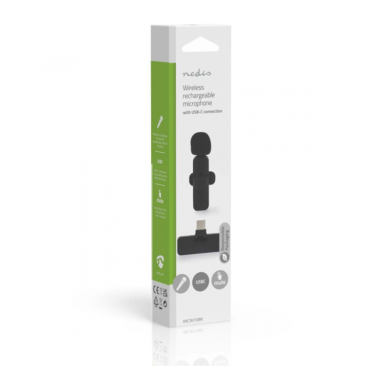 Nedis Microfoon | Gebruikt voor: Notebook / Smartphone / Tablet | Draadloos / USB Type-C™ | USB-C™ Female | Aan/uit knop