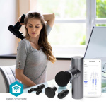 Nedis SmartLife Sportmassagepistool | Accu gevoed | Oplaadbaar | 5 Massage Modes | Bolvormige kop / Conische kop / Platte kop / Tasje / U-vormige kop | Donkergrijs Nedis SmartLife Sportmassagepistool | Accu gevoed | Oplaadbaar | 5 Massage Modes | Bolvormige kop / Conische kop / Platte kop / Tasje / U-vormige kop | Donkergrijs