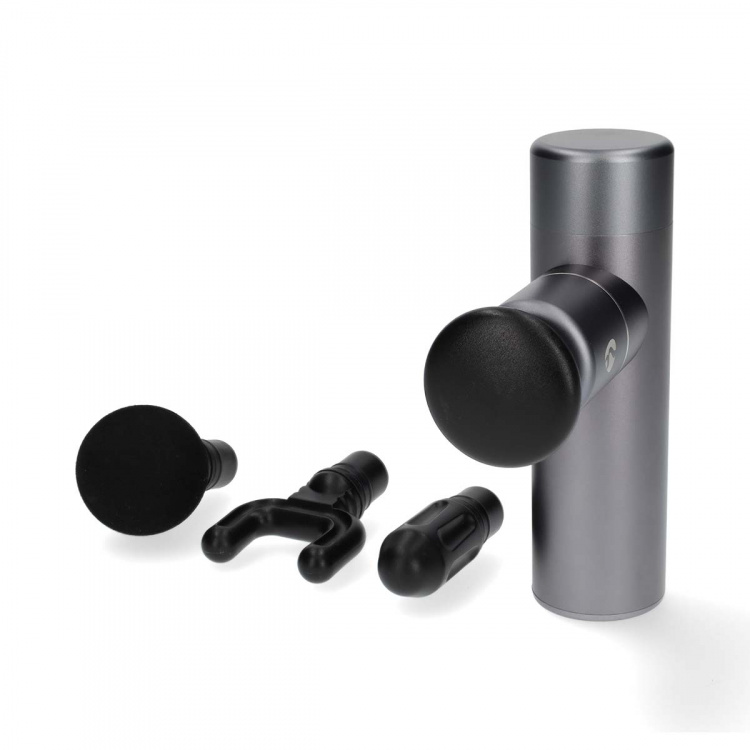 Nedis SmartLife Sportmassagepistool | Accu gevoed | Oplaadbaar | 5 Massage Modes | Bolvormige kop / Conische kop / Platte kop / Tasje / U-vormige kop | Donkergrijs Nedis SmartLife Sportmassagepistool | Accu gevoed | Oplaadbaar | 5 Massage Modes | Bolvormige kop / Conische kop / Platte kop / Tasje / U-vormige kop | Donkergrijs