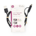 Nedis 2-in-1-Kabel | USB 2.0 | USB-A Male | USB Micro-B Male / USB-C™ Male | 480 Mbps | 1.00 m | Vernikkeld | Rond | PVC | Zwart | Label Nedis 2-in-1-Kabel | USB 2.0 | USB-A Male | USB Micro-B Male / USB-C™ Male | 480 Mbps | 1.00 m | Vernikkeld | Rond | PVC | Zwart | Label