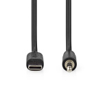 Nedis USB-C™ Adapter | USB 2.0 | USB-C™ Male | 3,5 mm Male | 1.00 m | Rond | Vernikkeld | Zwart | Label