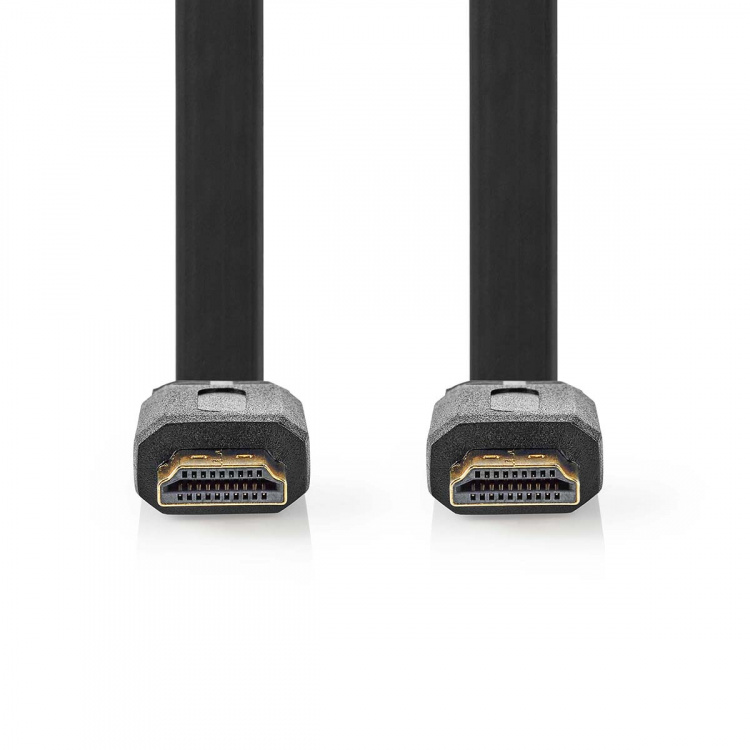 Nedis High Speed ​​HDMI™-Kabel met Ethernet | HDMI™ Connector | HDMI™ Connector | 4K@30Hz | 10.2 Gbps | 2.00 m | Plat | PVC | Zwart | Label