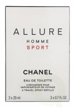 Chanel Allure Homme Sport Giftset 60 ml 3x Edt Travel Spray Refill 20Ml - Twist and Spray