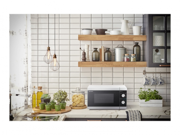Sharp Microwave with Grill Freestanding 800W 20 liters White/Black Sharp Microwave with Grill Freestanding 800W 20 liters White/Black