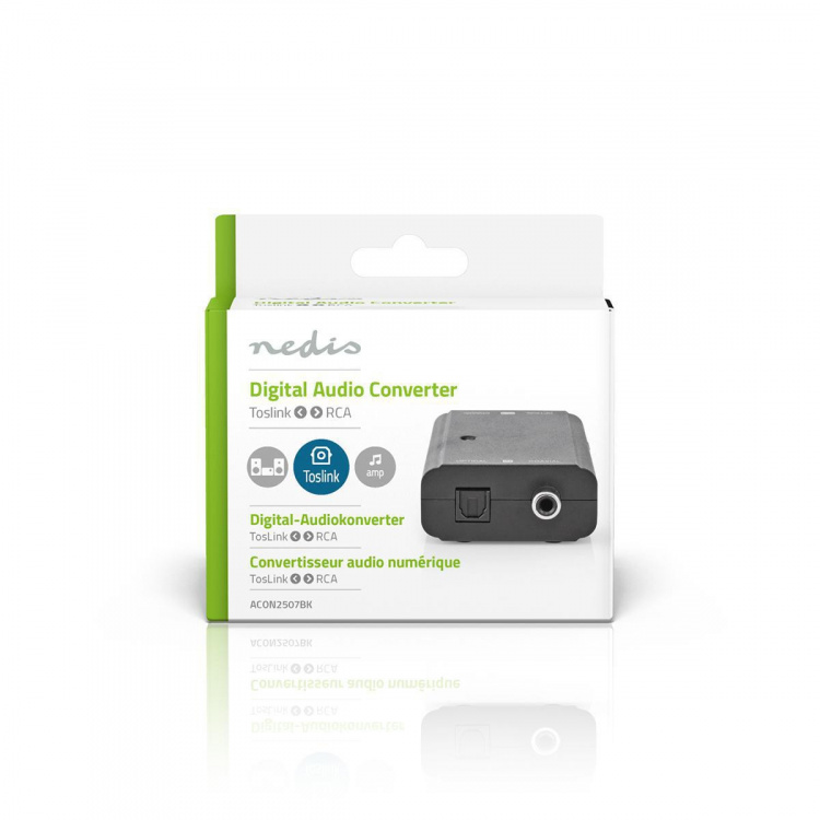 Nedis Digitale Audioconverter | 2-wegs | Ingangen audio / video / data: 1x S/PDIF (RCA) Female / 1x Toslink Female | Uitgangen audio / video / data: 1x S/PDIF (RCA) Female / 1x TosLink Female | Manueel | Zwart