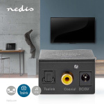 Nedis Digitale Audioconverter | 1-weg | Ingangen audio / video / data: 1x Digital RCA / 1x TosLink | Uitgangen audio / video / data: 1x (2x RCA) / 1x 3.5 mm | Automatisch | Geïntegreerde versterker | Zwart Nedis Digitale Audioconverter | 1-weg | Ingangen audio / video / data: 1x Digital RCA / 1x TosLink | Uitgangen audio / video / data: 1x (2x RCA) / 1x 3.5 mm | Automatisch | Geïntegreerde versterker | Zwart