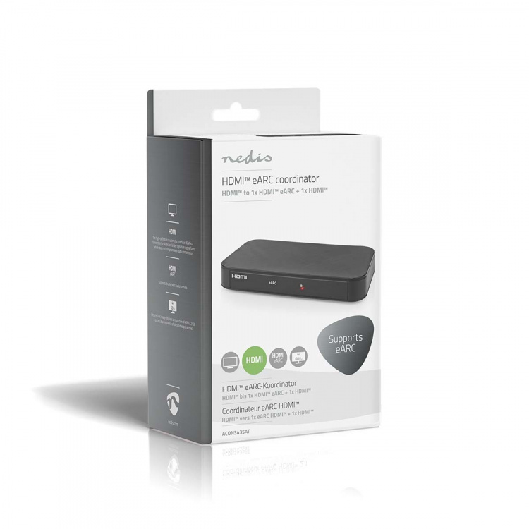 Nedis Digitale Audioconverter | 2-wegs | Ingangen audio / video / data: DC Power / 1x HDMI™ Input | Uitgangen audio / video / data: 2x HDMI™ Output | Automatisch | Antraciet