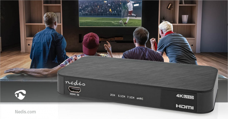 Nedis Digitale Audioconverter | 2-wegs | Ingangen audio / video / data: DC Power / 1x HDMI™ Input | Uitgangen audio / video / data: 1x 3.5 mm / 1x TosLink / 3x HDMI™ Output | Automatisch / Drukknop | Antraciet Nedis Digitale Audioconverter | 2-wegs | Ingangen audio / video / data: DC Power / 1x HDMI™ Input | Uitgangen audio / video / data: 1x 3.5 mm / 1x TosLink / 3x HDMI™ Output | Automatisch / Drukknop | Antraciet