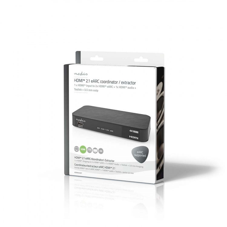 Nedis Digitale Audioconverter | 2-wegs | Ingangen audio / video / data: DC Power / 1x HDMI™ Input | Uitgangen audio / video / data: 1x 3.5 mm / 1x TosLink / 3x HDMI™ Output | Automatisch / Drukknop | Antraciet Nedis Digitale Audioconverter | 2-wegs | Ingangen audio / video / data: DC Power / 1x HDMI™ Input | Uitgangen audio / video / data: 1x 3.5 mm / 1x TosLink / 3x HDMI™ Output | Automatisch / Drukknop | Antraciet