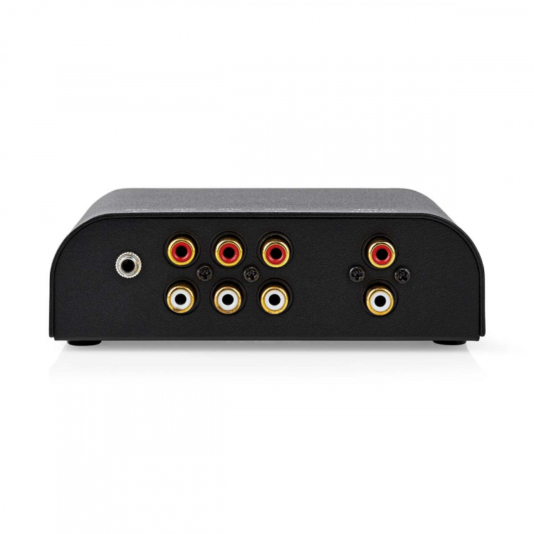 Nedis Analoge Audio-Switch | 4-Poorts poort(en) | Ingangen audio / video / data: 1x 3.5 mm Audio Input / 3x (2x RCA Female) | Uitgangen audio / video / data: 1x (2x RCA Female) | Manueel | Metaal | Antraciet
