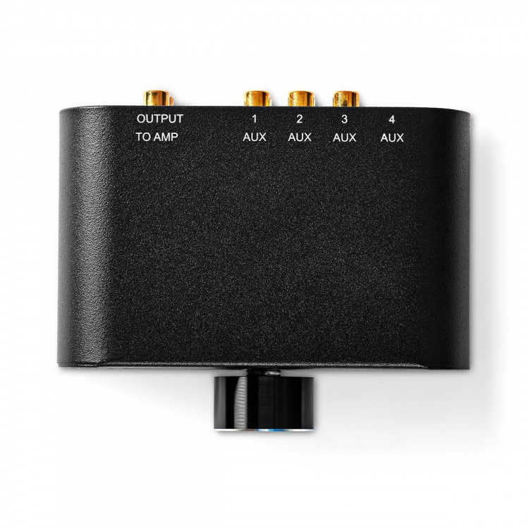 Nedis Analoge Audio-Switch | 4-Poorts poort(en) | Ingangen audio / video / data: 1x 3.5 mm Audio Input / 3x (2x RCA Female) | Uitgangen audio / video / data: 1x (2x RCA Female) | Manueel | Metaal | Antraciet