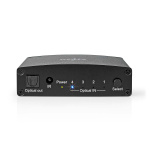 Nedis Digitale Audio-Switch | 4-wegs | Ingangen audio / video / data: DC Power / 4x TosLink | Uitgangen audio / video / data: TosLink Female | Afstandsbediening / Drukknop / Manueel | Metaal | Zwart Nedis Digitale Audio-Switch | 4-wegs | Ingangen audio / video / data: DC Power / 4x TosLink | Uitgangen audio / video / data: TosLink Female | Afstandsbediening / Drukknop / Manueel | Metaal | Zwart