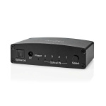 Nedis Digitale Audio-Switch | 4-wegs | Ingangen audio / video / data: DC Power / 4x TosLink | Uitgangen audio / video / data: TosLink Female | Afstandsbediening / Drukknop / Manueel | Metaal | Zwart Nedis Digitale Audio-Switch | 4-wegs | Ingangen audio / video / data: DC Power / 4x TosLink | Uitgangen audio / video / data: TosLink Female | Afstandsbediening / Drukknop / Manueel | Metaal | Zwart