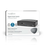 Nedis Digitale Audio-Switch | 4-wegs | Ingangen audio / video / data: DC Power / 4x TosLink | Uitgangen audio / video / data: TosLink Female | Afstandsbediening / Drukknop / Manueel | Metaal | Zwart Nedis Digitale Audio-Switch | 4-wegs | Ingangen audio / video / data: DC Power / 4x TosLink | Uitgangen audio / video / data: TosLink Female | Afstandsbediening / Drukknop / Manueel | Metaal | Zwart