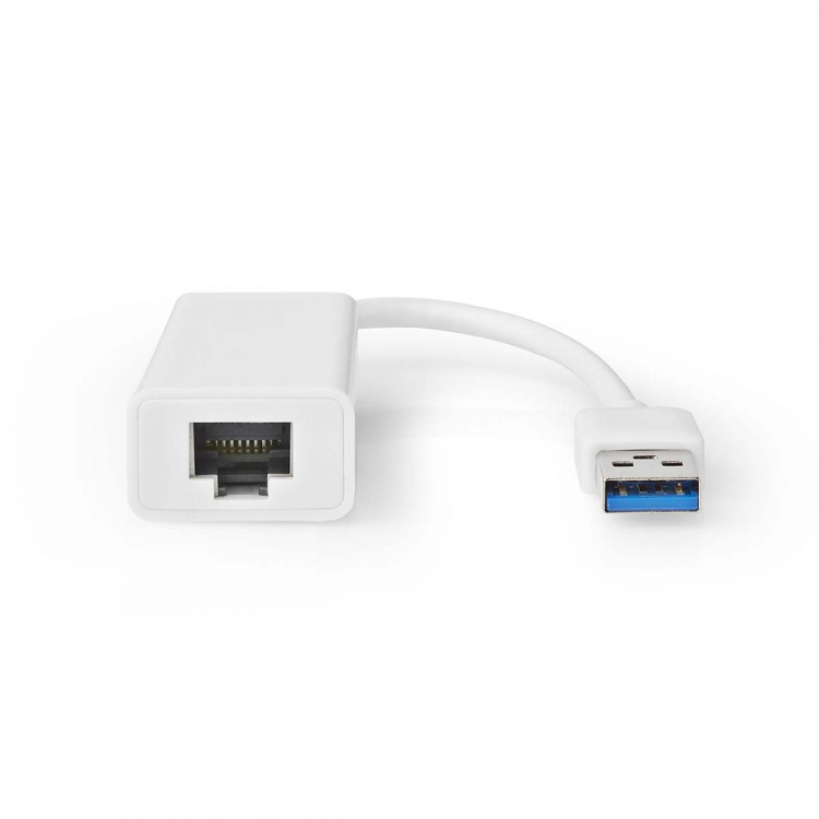 Nedis USB-netwerkadapter | USB 3.2 Gen 1 | 1 Gbps | USB-A Male | RJ45 Female | 0.20 m | Rond | Vernikkeld | Koper | Wit | Doos